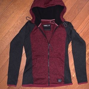 O’Neill maroon super warm zippy hoodie jacket - size small